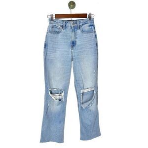 Hollister Jeans Women Ultra High Rise Vintage Straight sz 25 Light Blue Stretch